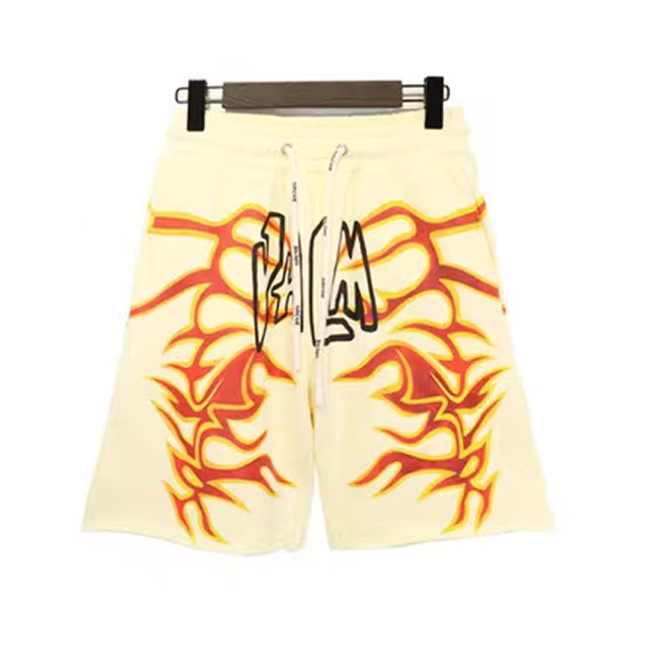 Palm Angels Graffiti Flame T Shirt Shorts Black White (26) - www.newkick.vip